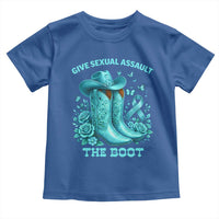 Give Sexual Assault The Boot Toddler T Shirt Cowgirl Awareness Month Teal Ribbon Support