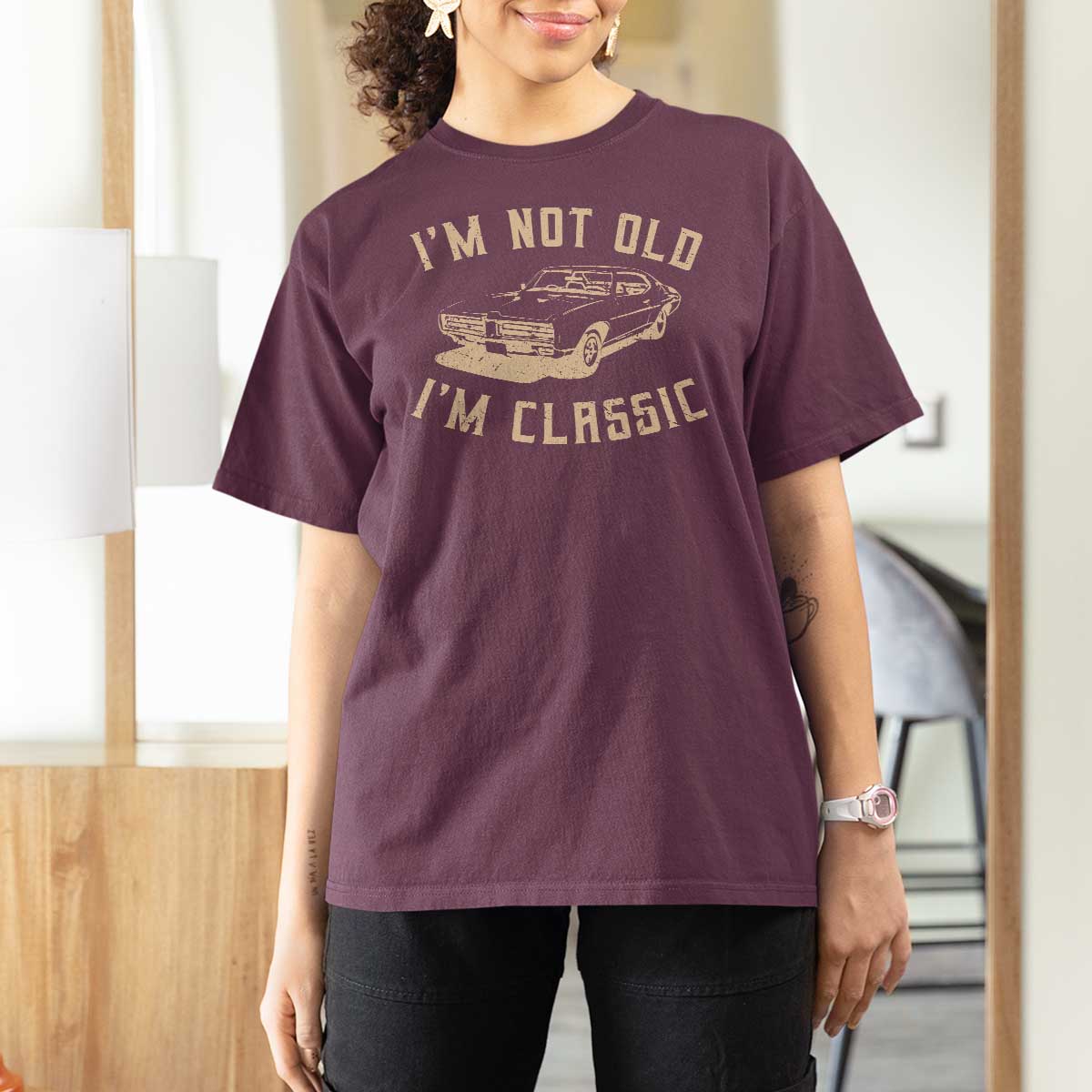 Funny Car Graphic T Shirt For Women Vintage I'm Not Old I'm Classic