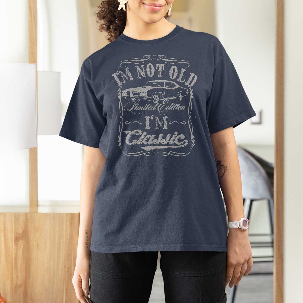 Funny Classic Car Guy T Shirt For Women Vintage I'm Not Old I'm Classic