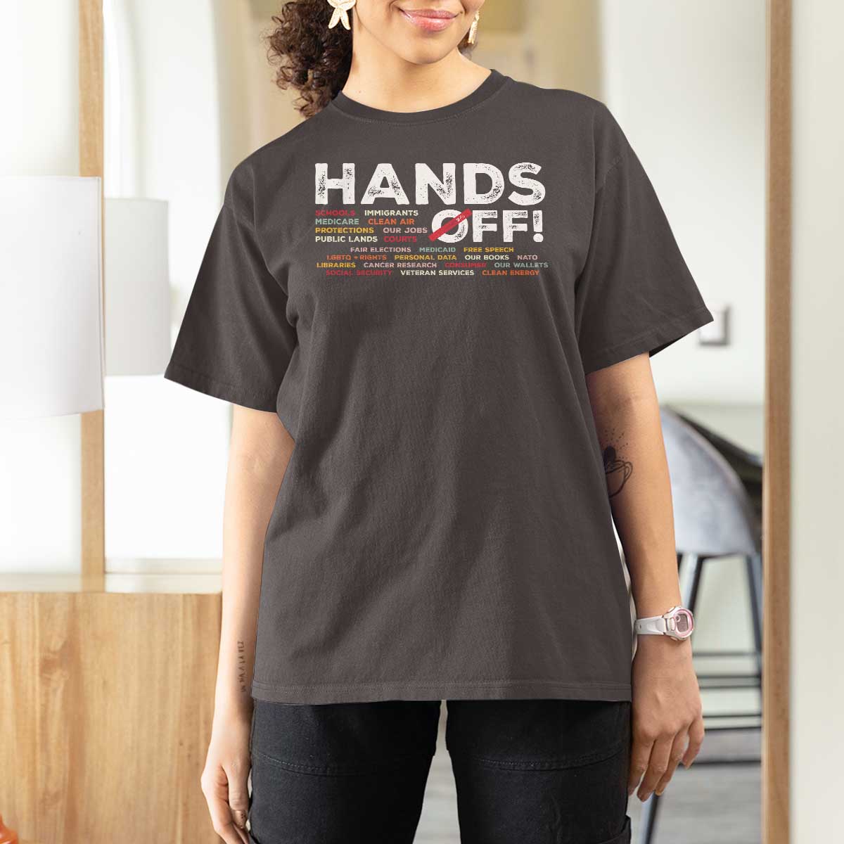Hands Off T Shirt For Women Social Security And Medicare Protest
