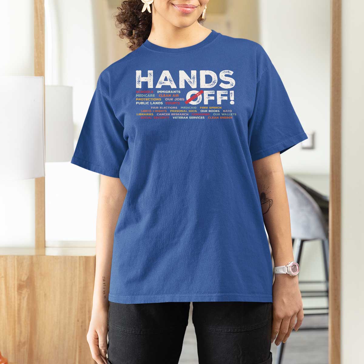 Hands Off T Shirt For Women Social Security And Medicare Protest