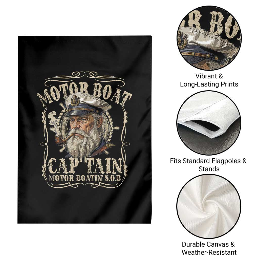 Motor Boat Captain Garden Flag Funny Pontoon Boating Motor Boatin Lake