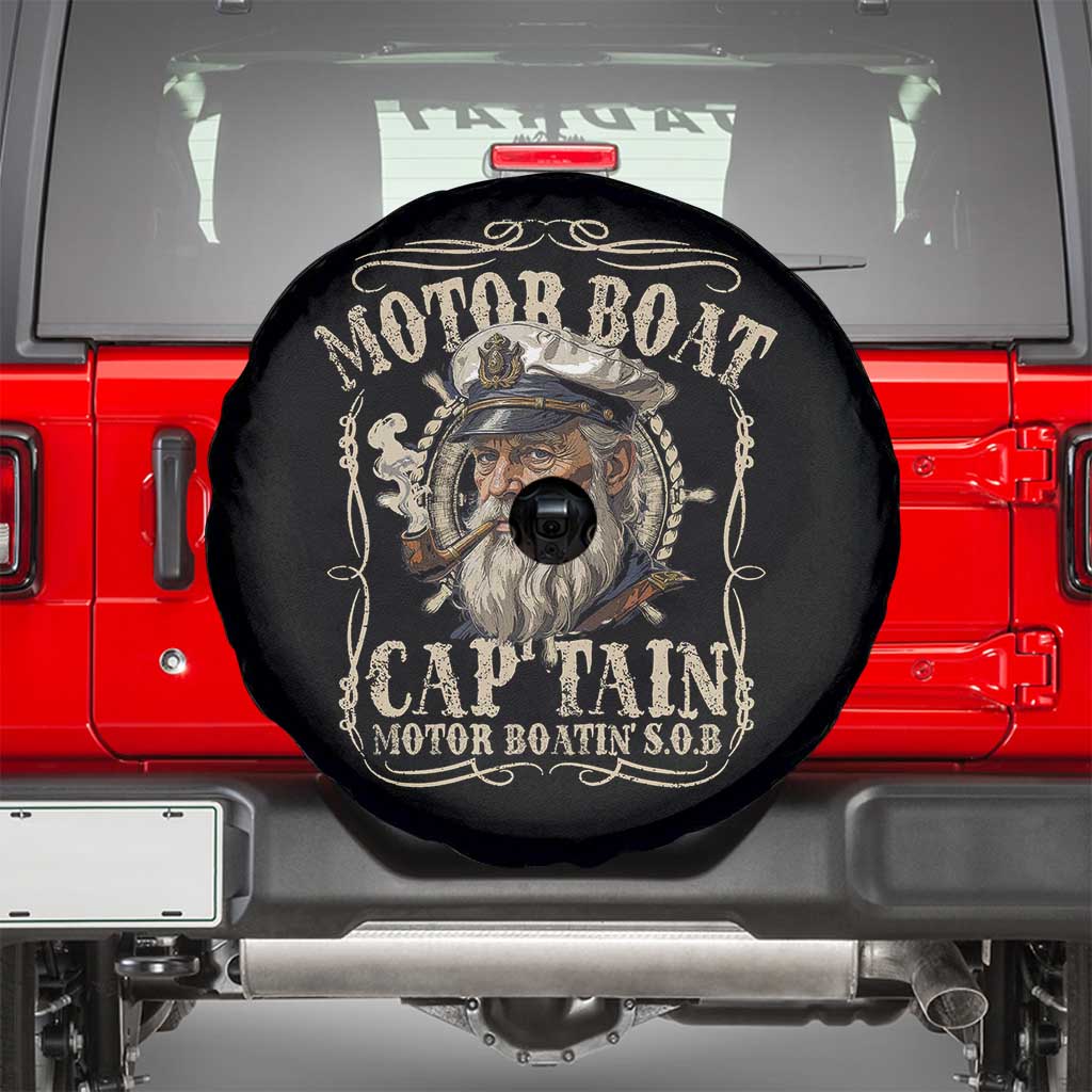Motor Boat Captain Spare Tire Cover Funny Pontoon Boating Motor Boatin Lake