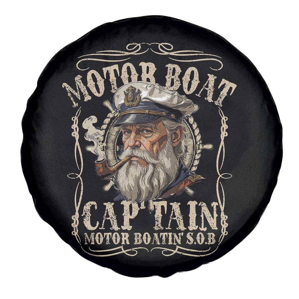 Motor Boat Captain Spare Tire Cover Funny Pontoon Boating Motor Boatin Lake