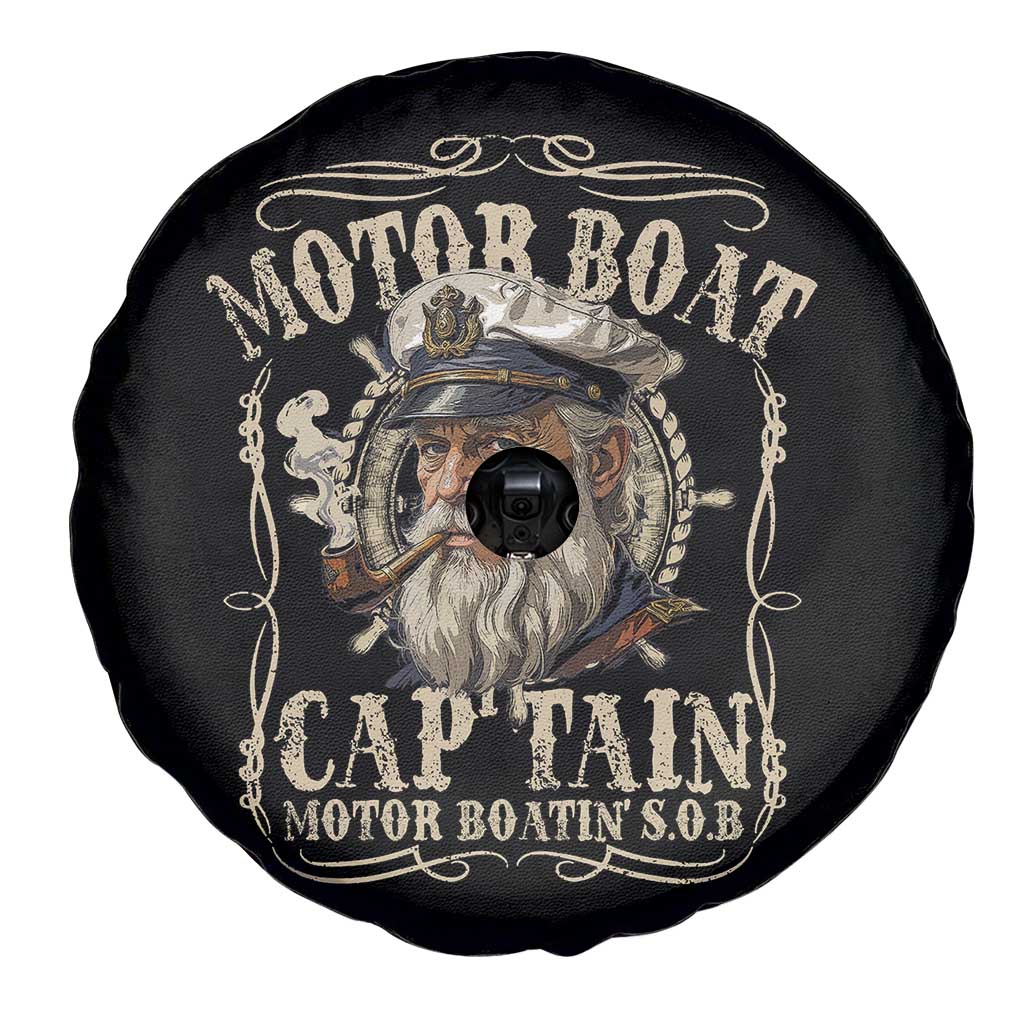 Motor Boat Captain Spare Tire Cover Funny Pontoon Boating Motor Boatin Lake