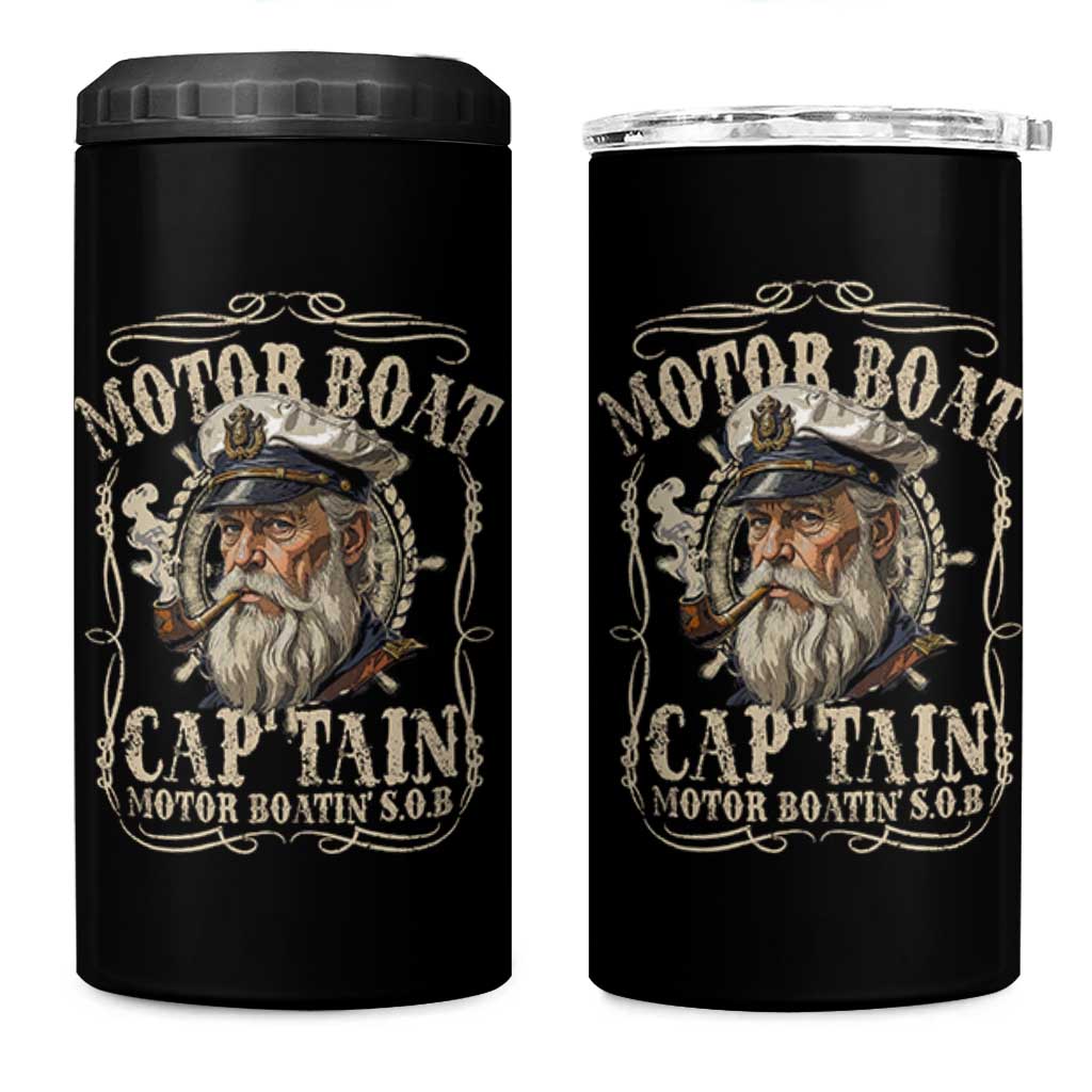 Motor Boat Captain 4 in 1 Can Cooler Tumbler Funny Pontoon Boating Motor Boatin Lake