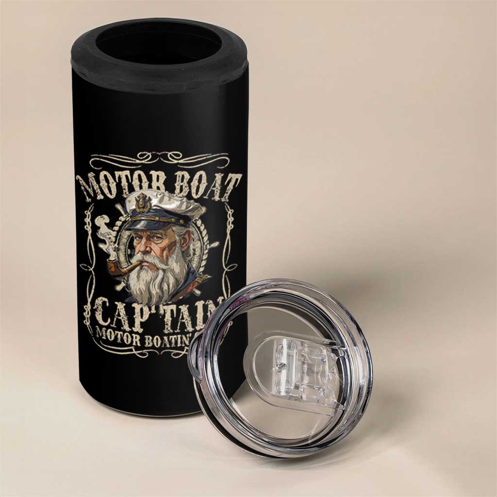 Motor Boat Captain 4 in 1 Can Cooler Tumbler Funny Pontoon Boating Motor Boatin Lake