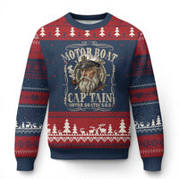 Motor Boat Captain Ugly Christmas Sweater Funny Pontoon Boating Motor Boatin Lake