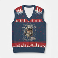 Motor Boat Captain V-Neck Knit Sweater Vest Funny Pontoon Boating Motor Boatin Lake