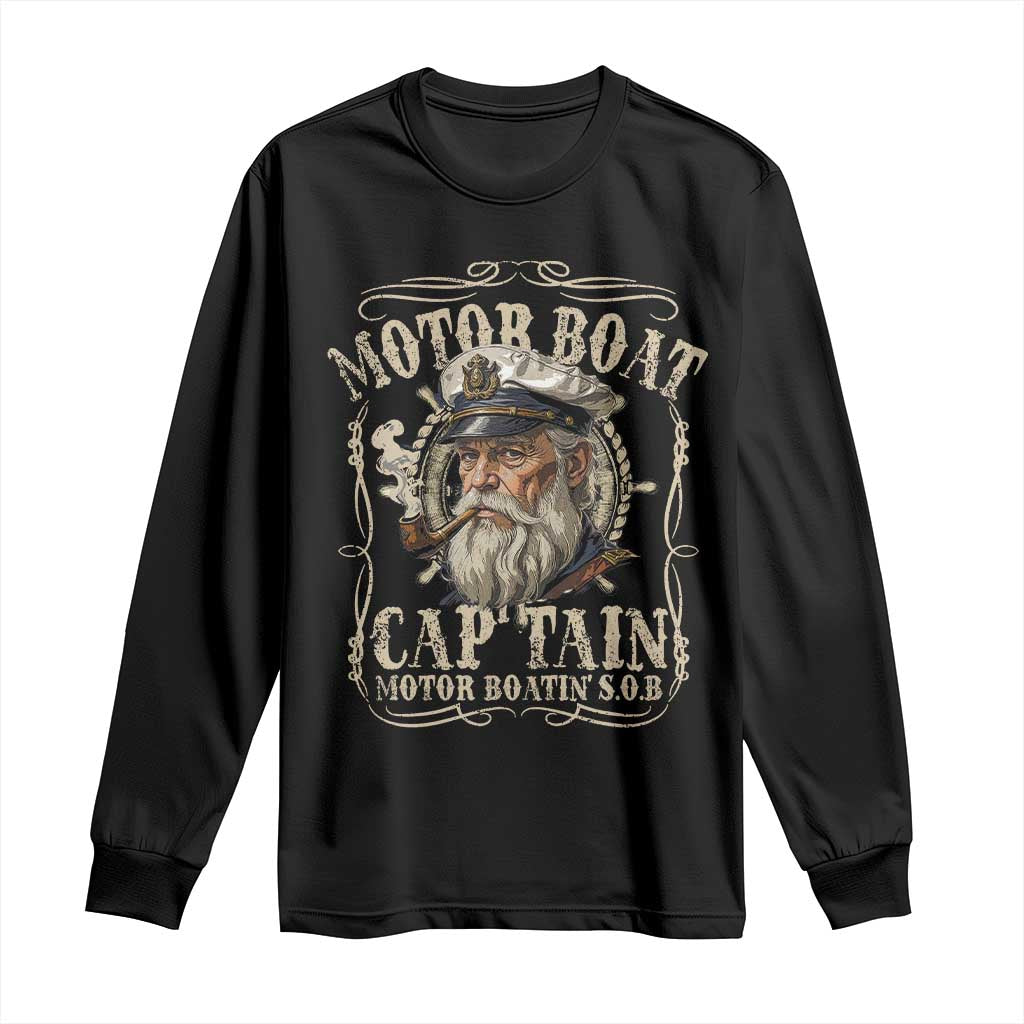 Motor Boat Captain Long Sleeve Shirt Funny Pontoon Boating Motor Boatin Lake