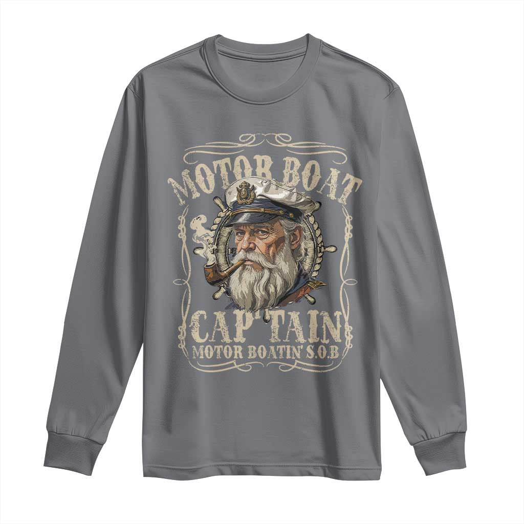 Motor Boat Captain Long Sleeve Shirt Funny Pontoon Boating Motor Boatin Lake