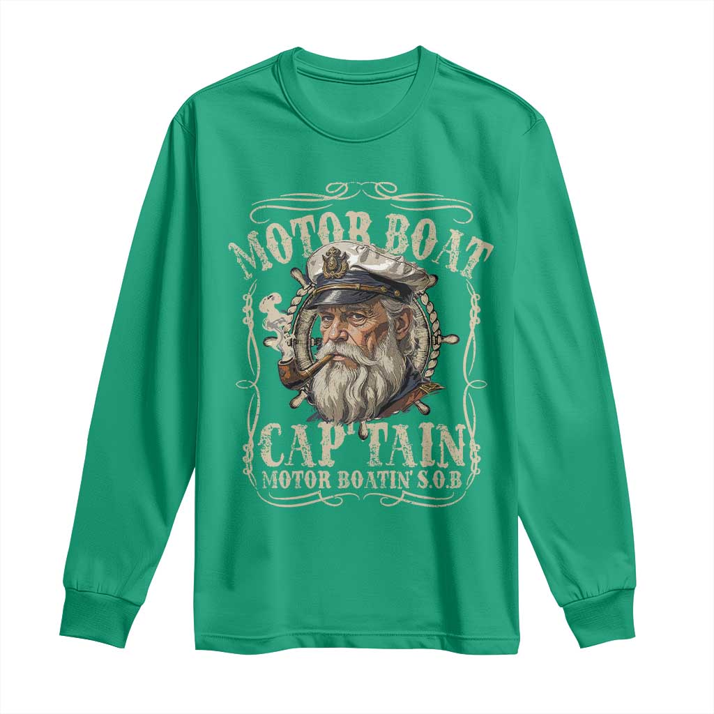 Motor Boat Captain Long Sleeve Shirt Funny Pontoon Boating Motor Boatin Lake