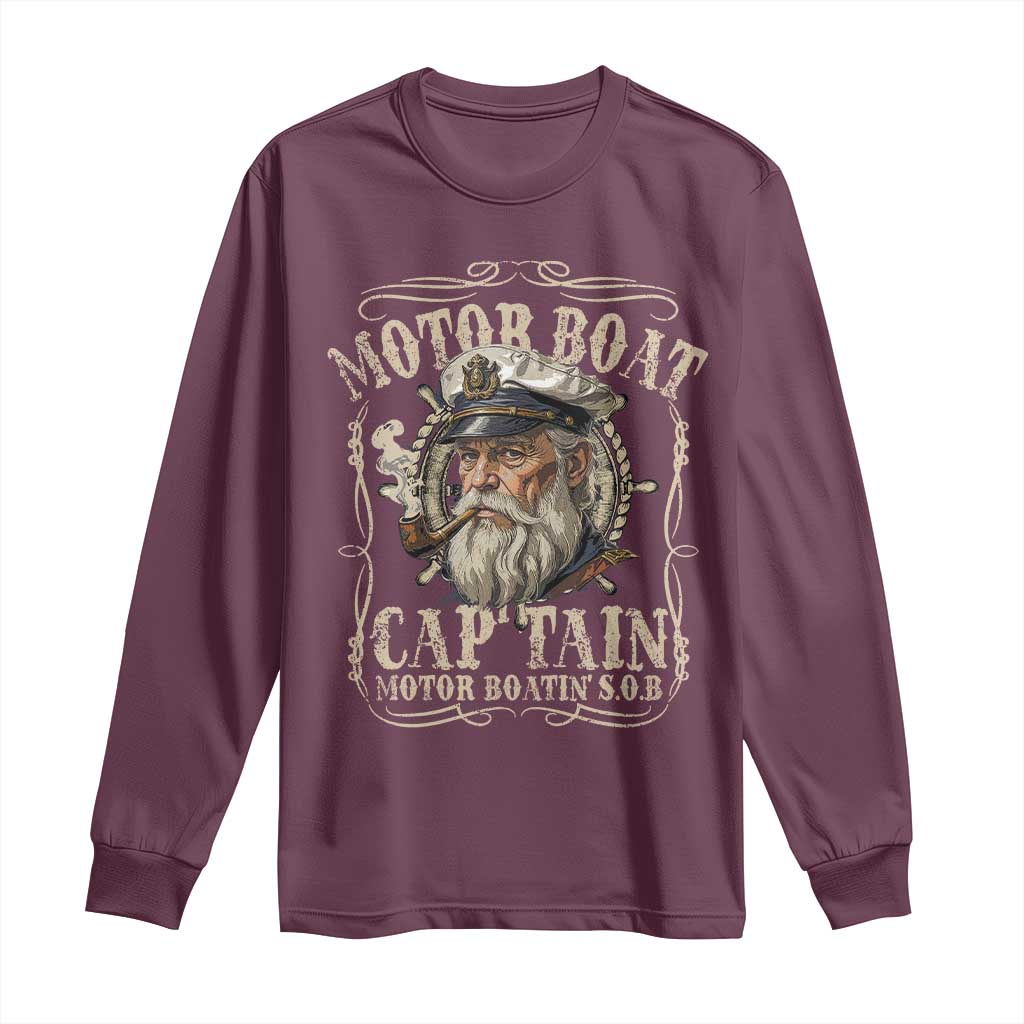 Motor Boat Captain Long Sleeve Shirt Funny Pontoon Boating Motor Boatin Lake