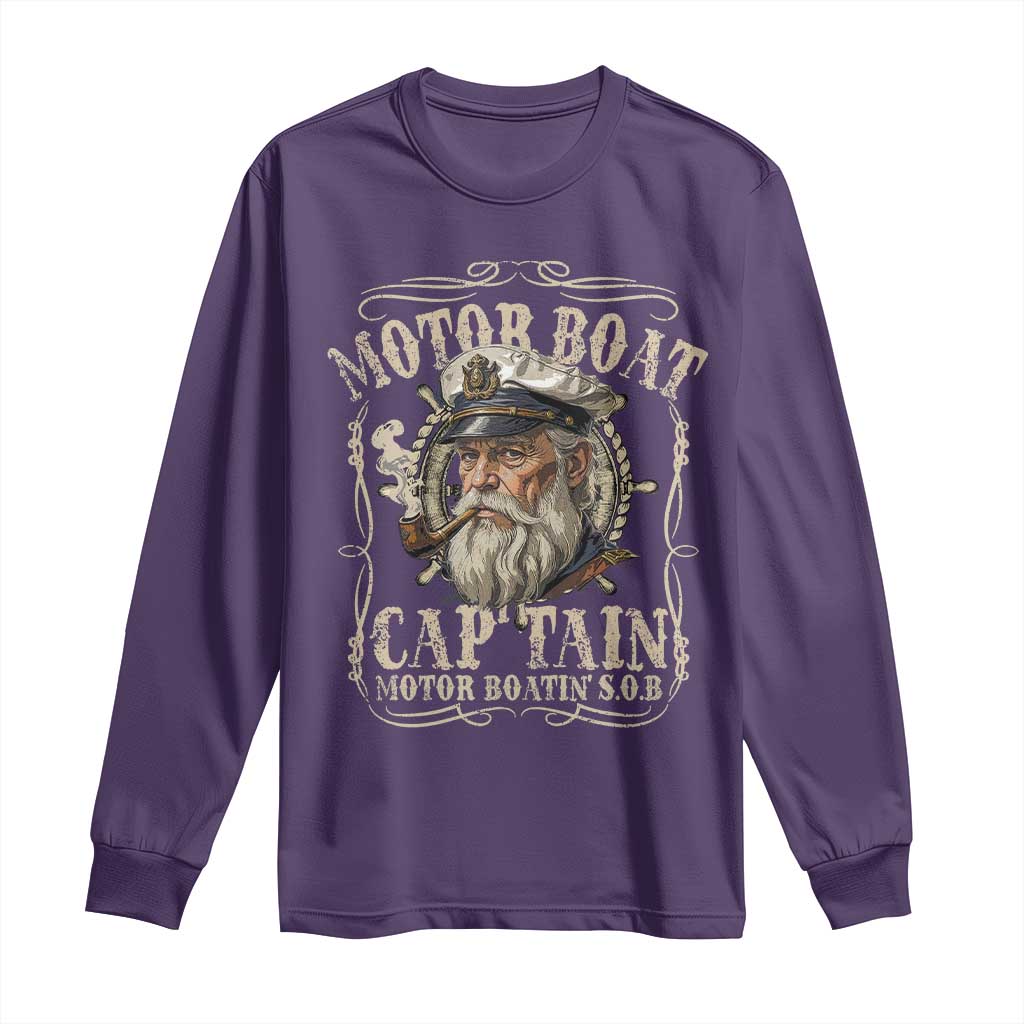 Motor Boat Captain Long Sleeve Shirt Funny Pontoon Boating Motor Boatin Lake