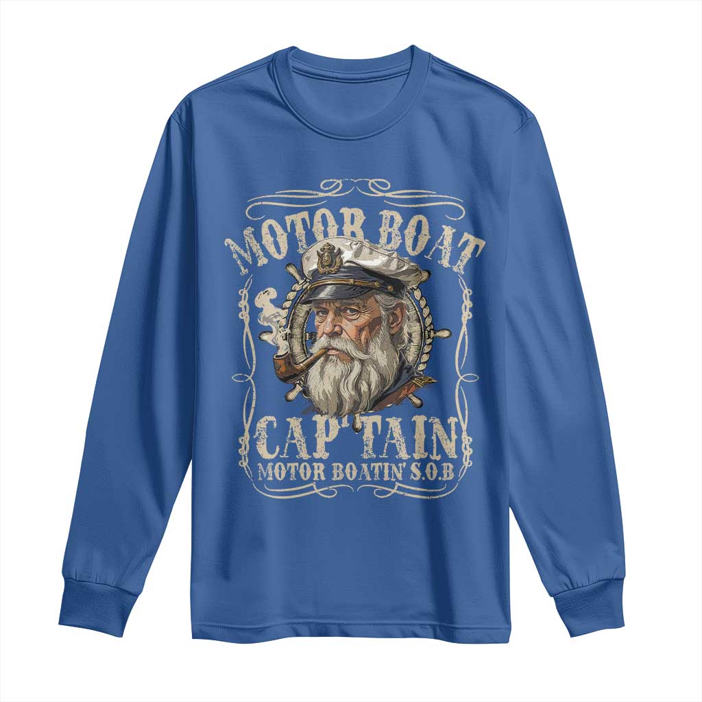 Motor Boat Captain Long Sleeve Shirt Funny Pontoon Boating Motor Boatin Lake