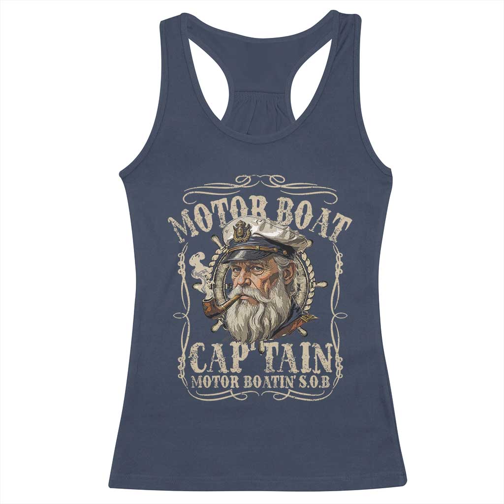 Motor Boat Captain Racerback Tank Top Funny Pontoon Boating Motor Boatin Lake