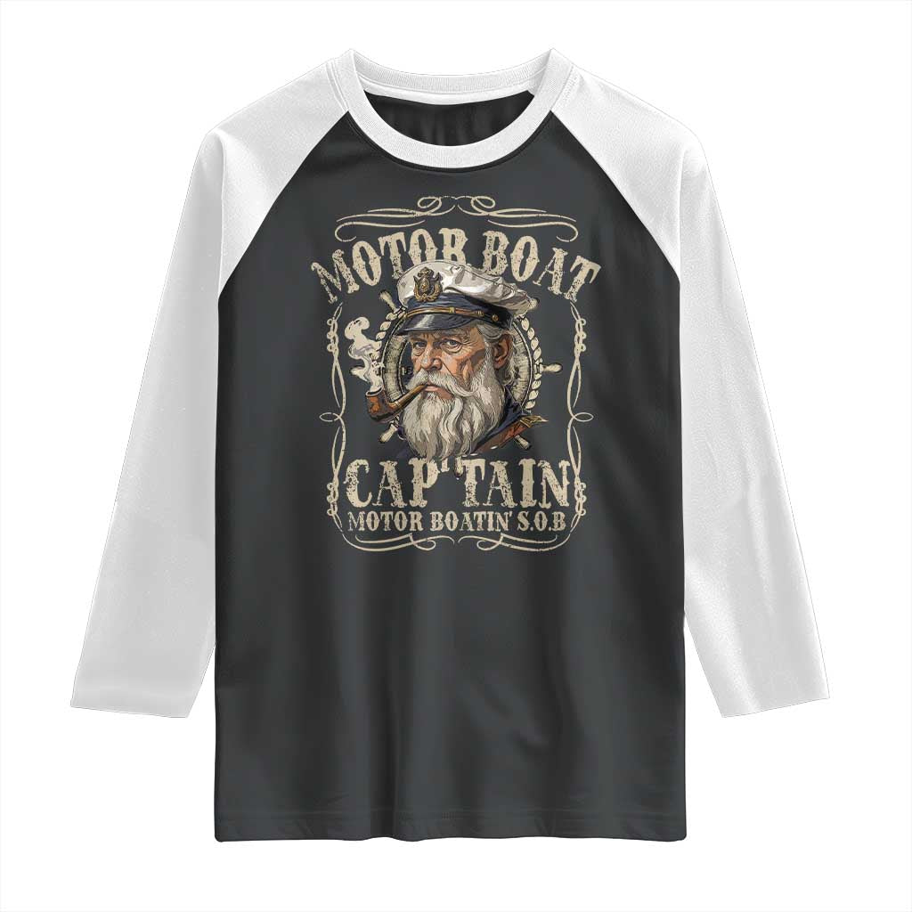 Motor Boat Captain Raglan Shirt Funny Pontoon Boating Motor Boatin Lake