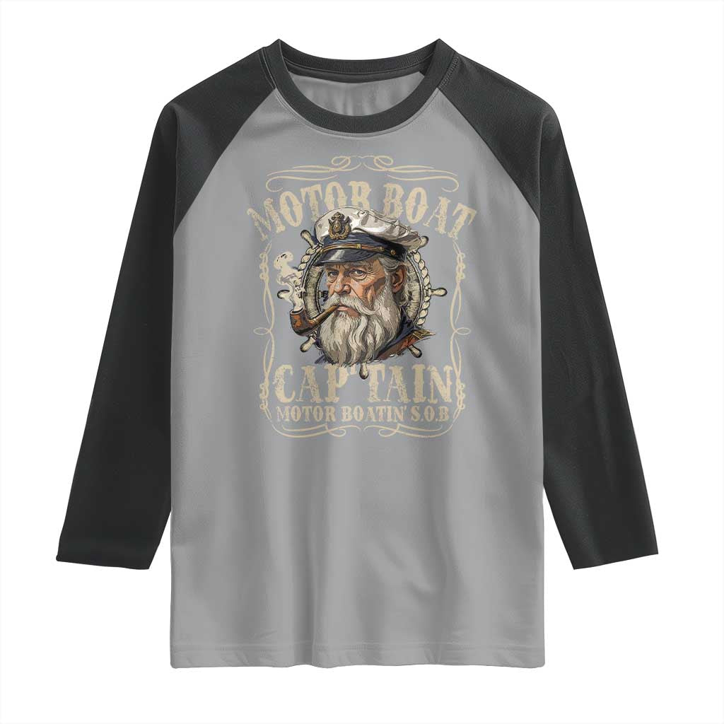 Motor Boat Captain Raglan Shirt Funny Pontoon Boating Motor Boatin Lake