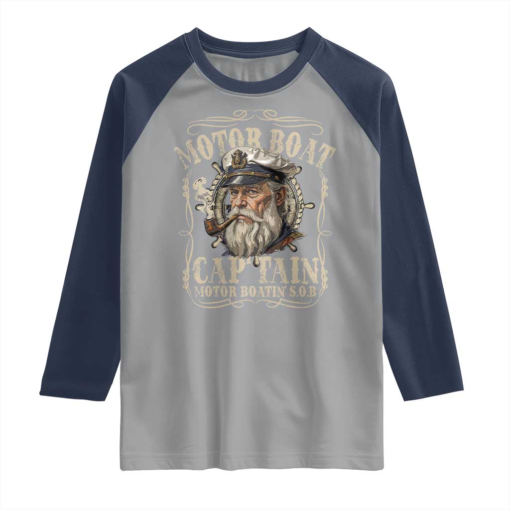 Motor Boat Captain Raglan Shirt Funny Pontoon Boating Motor Boatin Lake