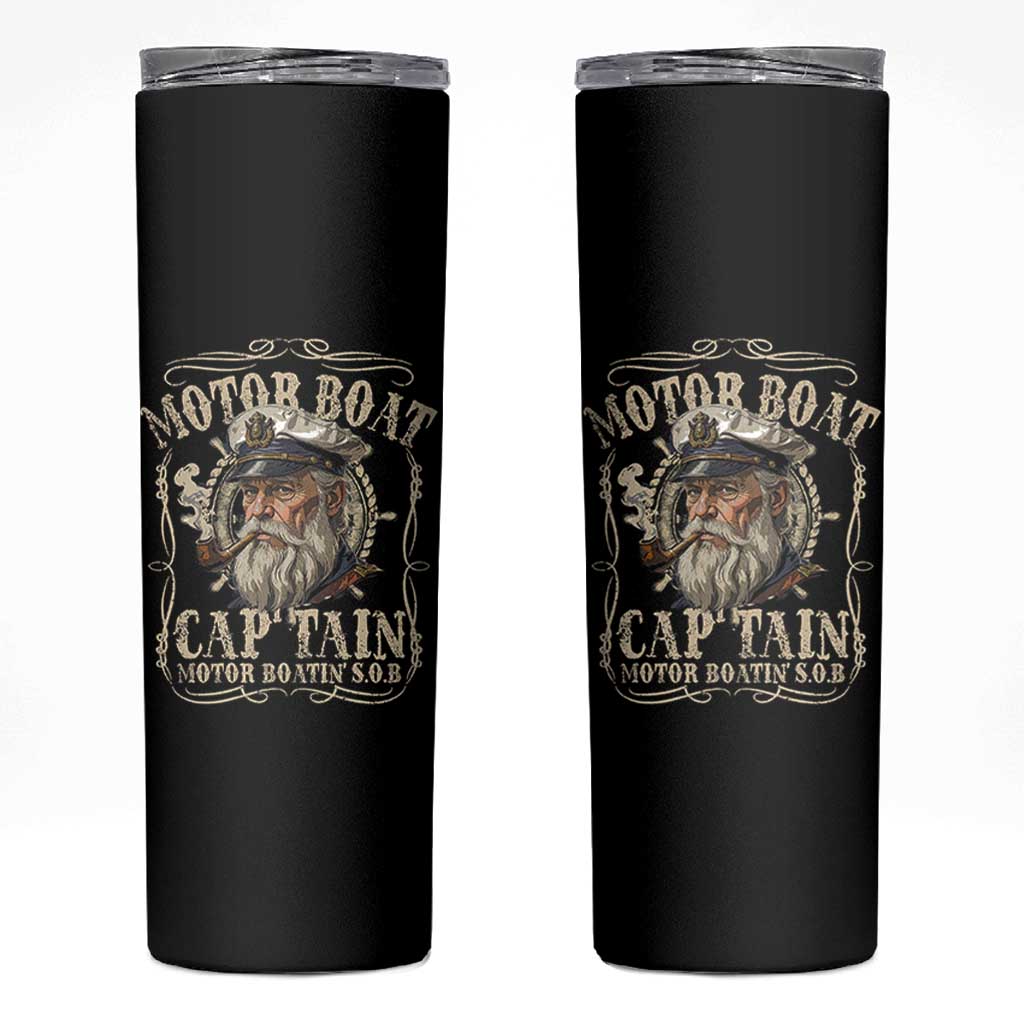 Motor Boat Captain Skinny Tumbler Funny Pontoon Boating Motor Boatin Lake
