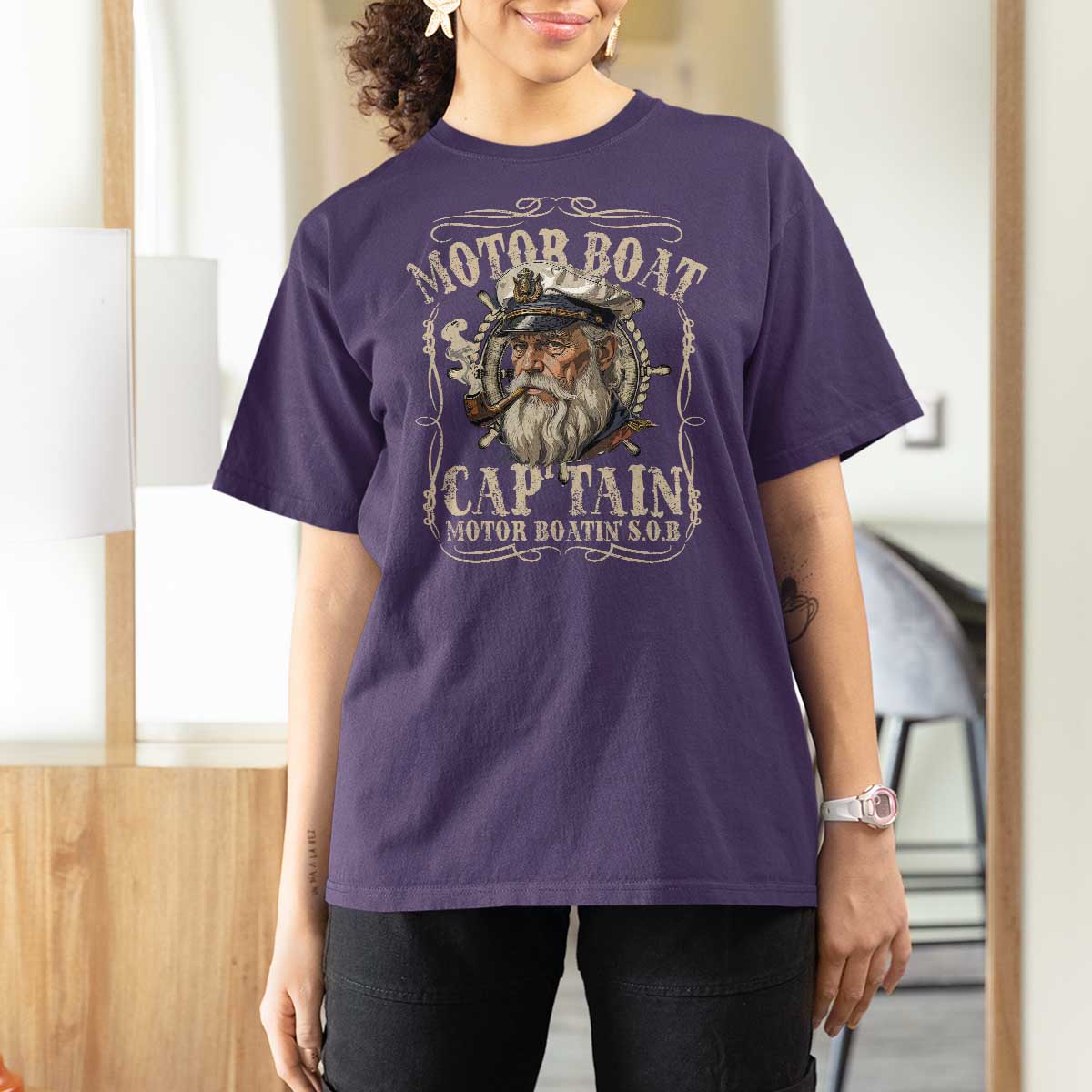 Motor Boat Captain T Shirt For Women Funny Pontoon Boating Motor Boatin Lake