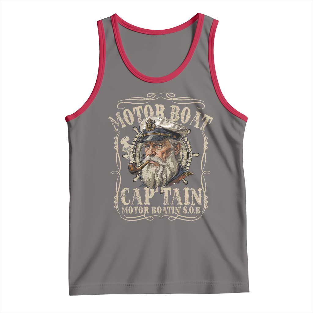 Motor Boat Captain Tank Top Funny Pontoon Boating Motor Boatin Lake