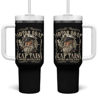 Motor Boat Captain Tumbler With Handle Funny Pontoon Boating Motor Boatin Lake