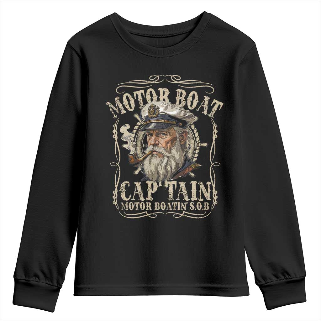 Motor Boat Captain Youth Sweatshirt Funny Pontoon Boating Motor Boatin Lake