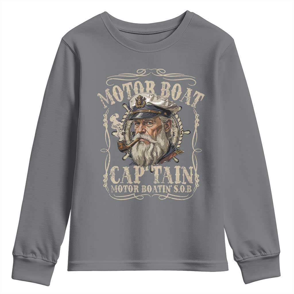 Motor Boat Captain Youth Sweatshirt Funny Pontoon Boating Motor Boatin Lake