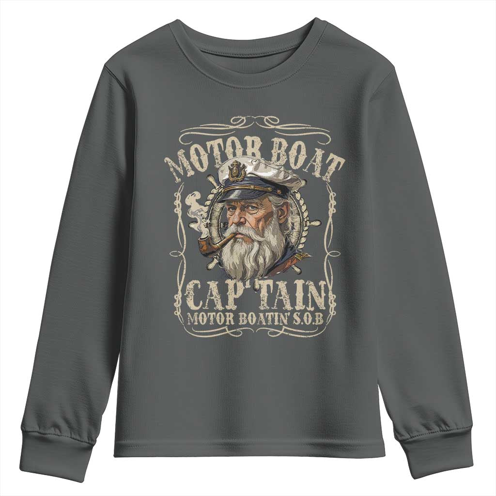 Motor Boat Captain Youth Sweatshirt Funny Pontoon Boating Motor Boatin Lake