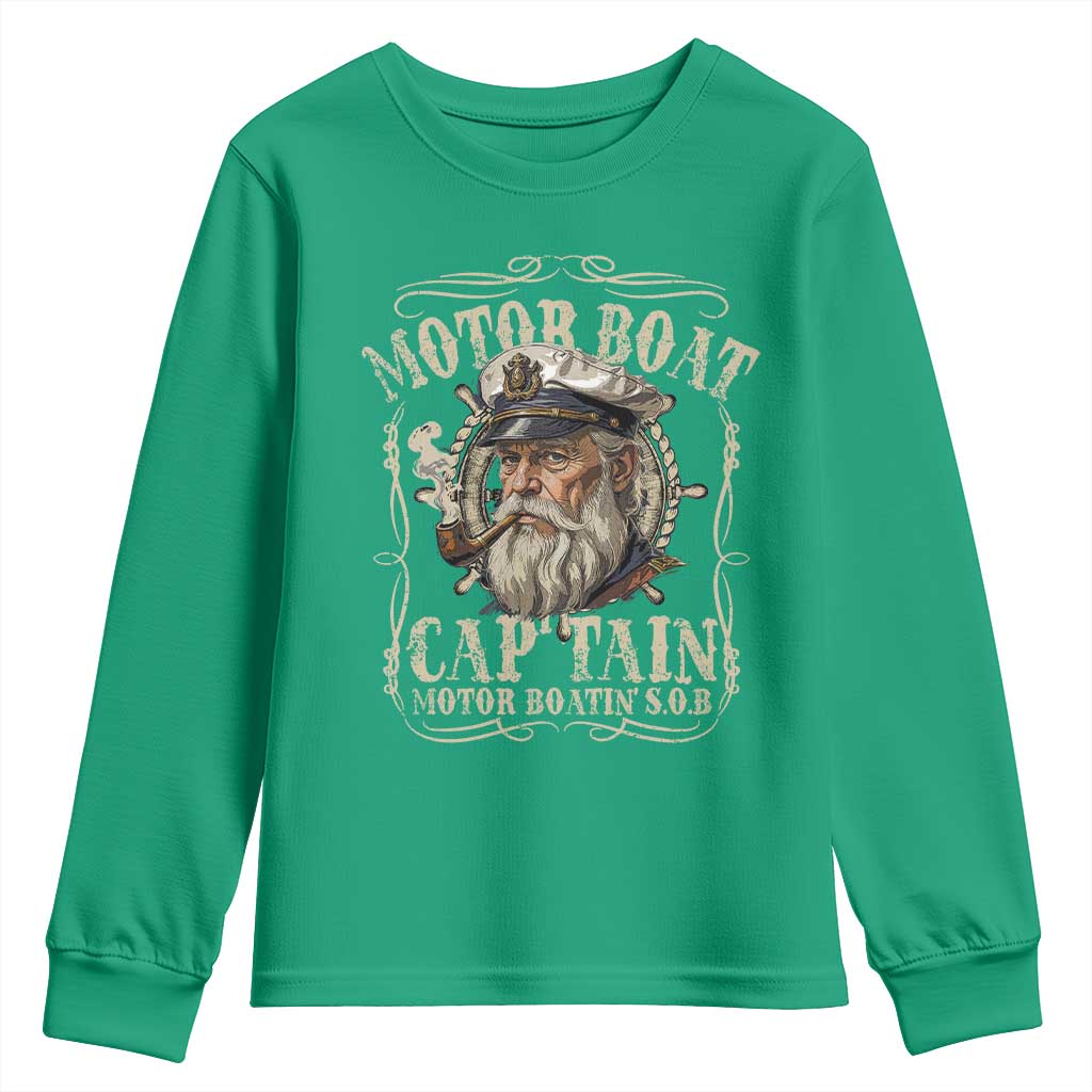 Motor Boat Captain Youth Sweatshirt Funny Pontoon Boating Motor Boatin Lake