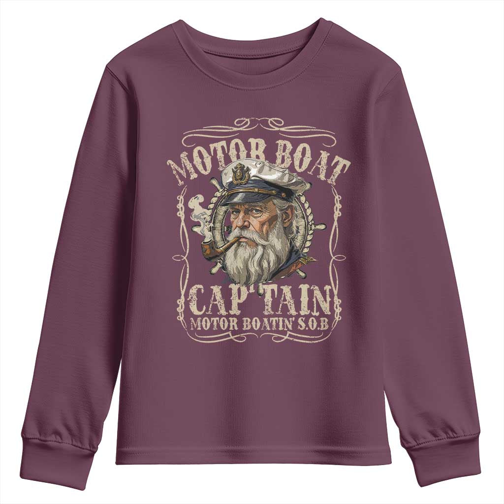 Motor Boat Captain Youth Sweatshirt Funny Pontoon Boating Motor Boatin Lake