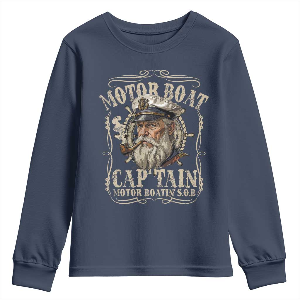Motor Boat Captain Youth Sweatshirt Funny Pontoon Boating Motor Boatin Lake