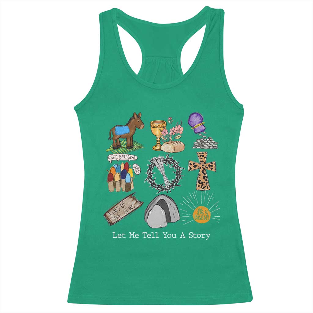 Easter Story Racerback Tank Top He is Risen Let Me Tell You A Story Christian - Wonder Print Shop