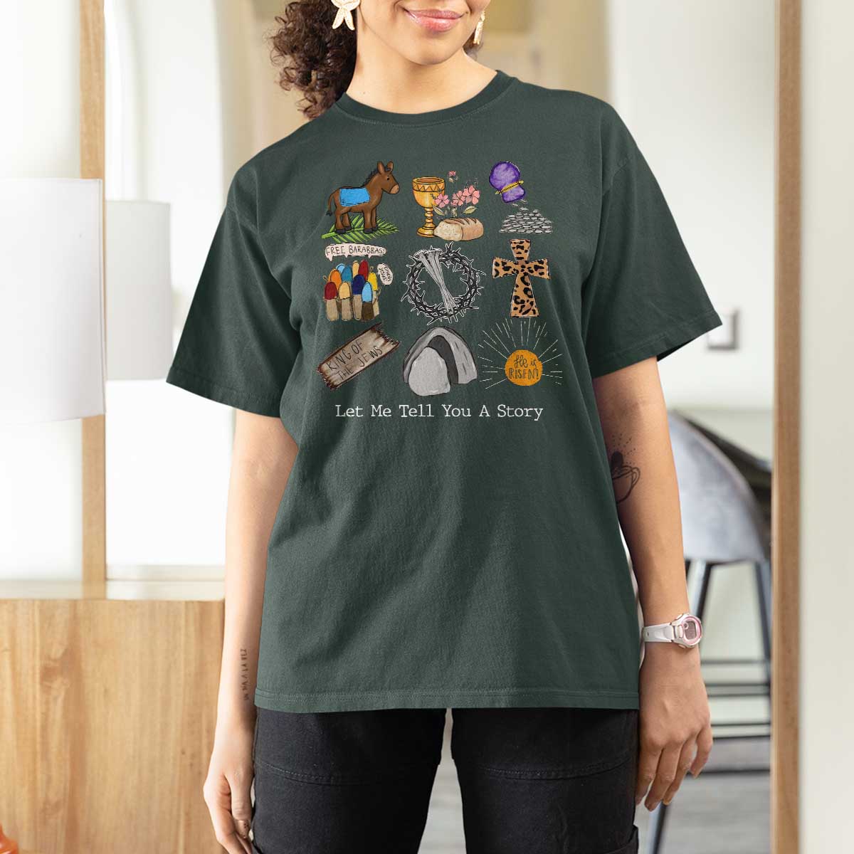Easter Story T Shirt For Women He is Risen Let Me Tell You A Story Christian - Wonder Print Shop