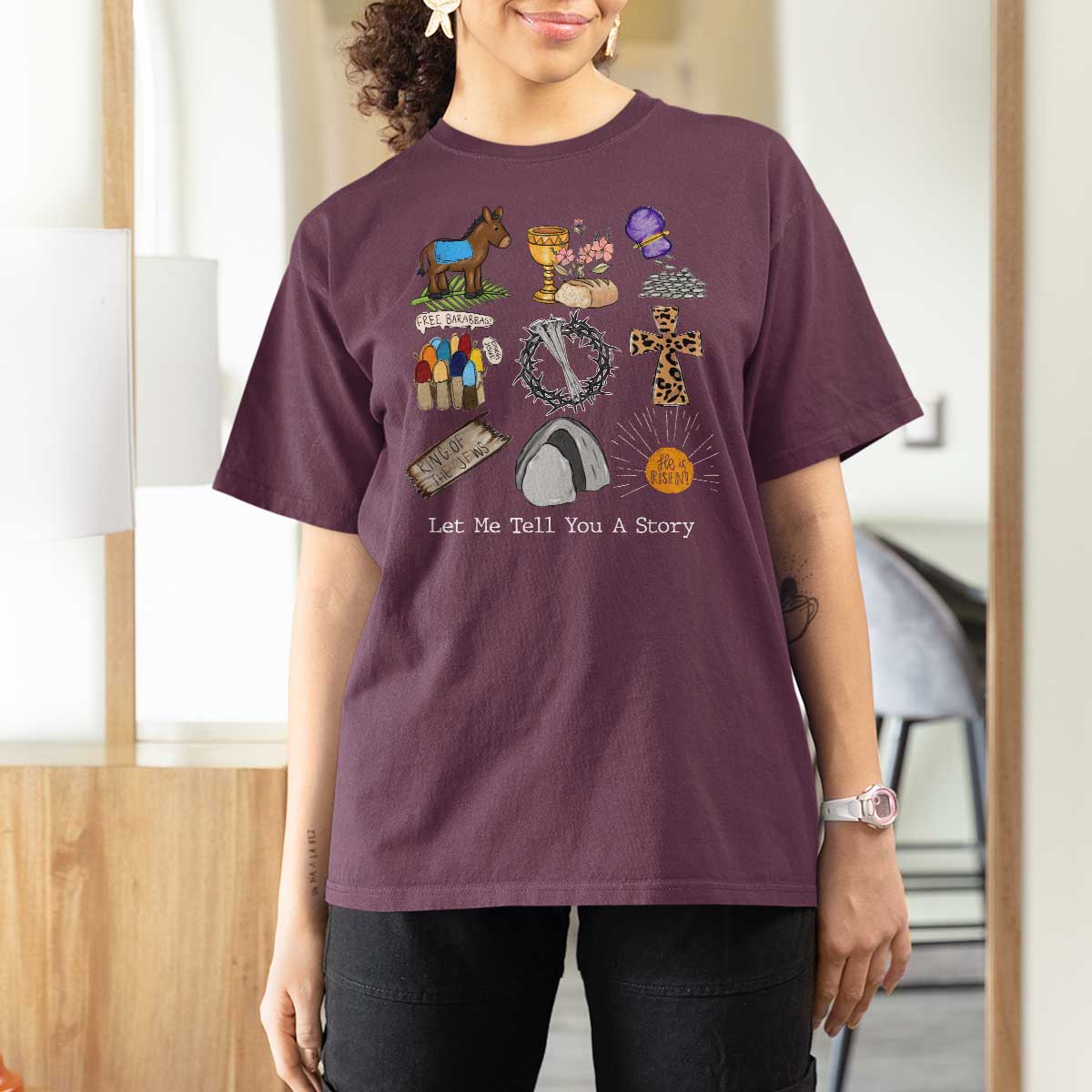 Easter Story T Shirt For Women He is Risen Let Me Tell You A Story Christian - Wonder Print Shop