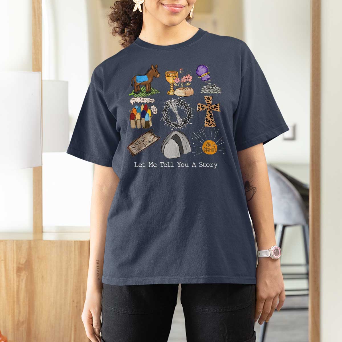 Easter Story T Shirt For Women He is Risen Let Me Tell You A Story Christian - Wonder Print Shop