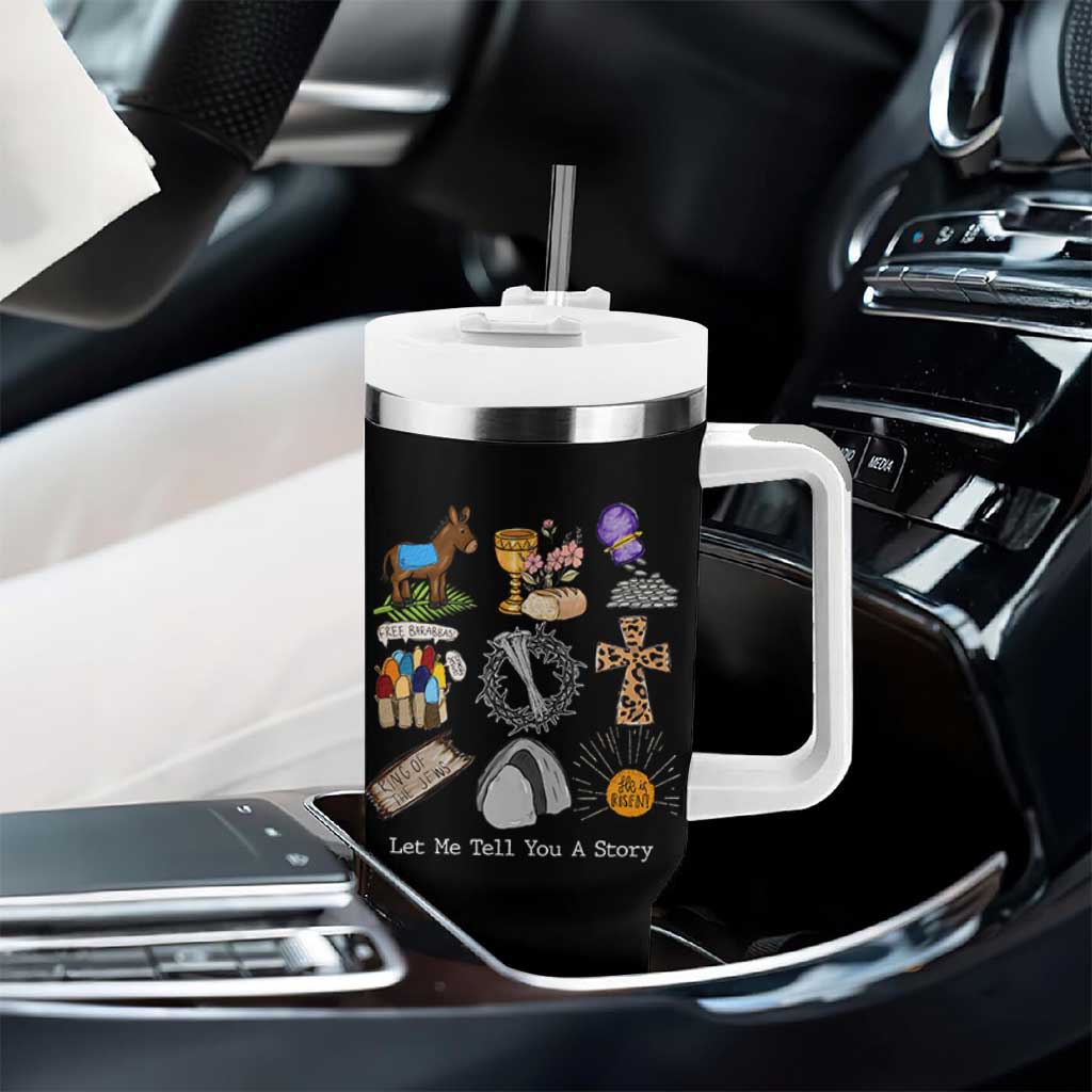Easter Story Tumbler With Handle He is Risen Let Me Tell You A Story Christian - Wonder Print Shop