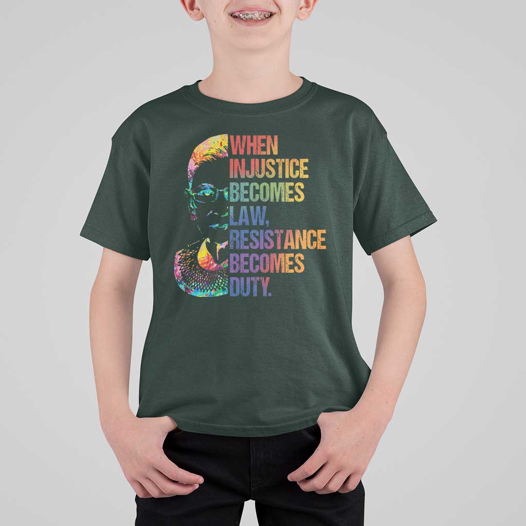 Notorious RBG T Shirt For Kid When Injustice Becomes Law Resistance Becomes Duty
