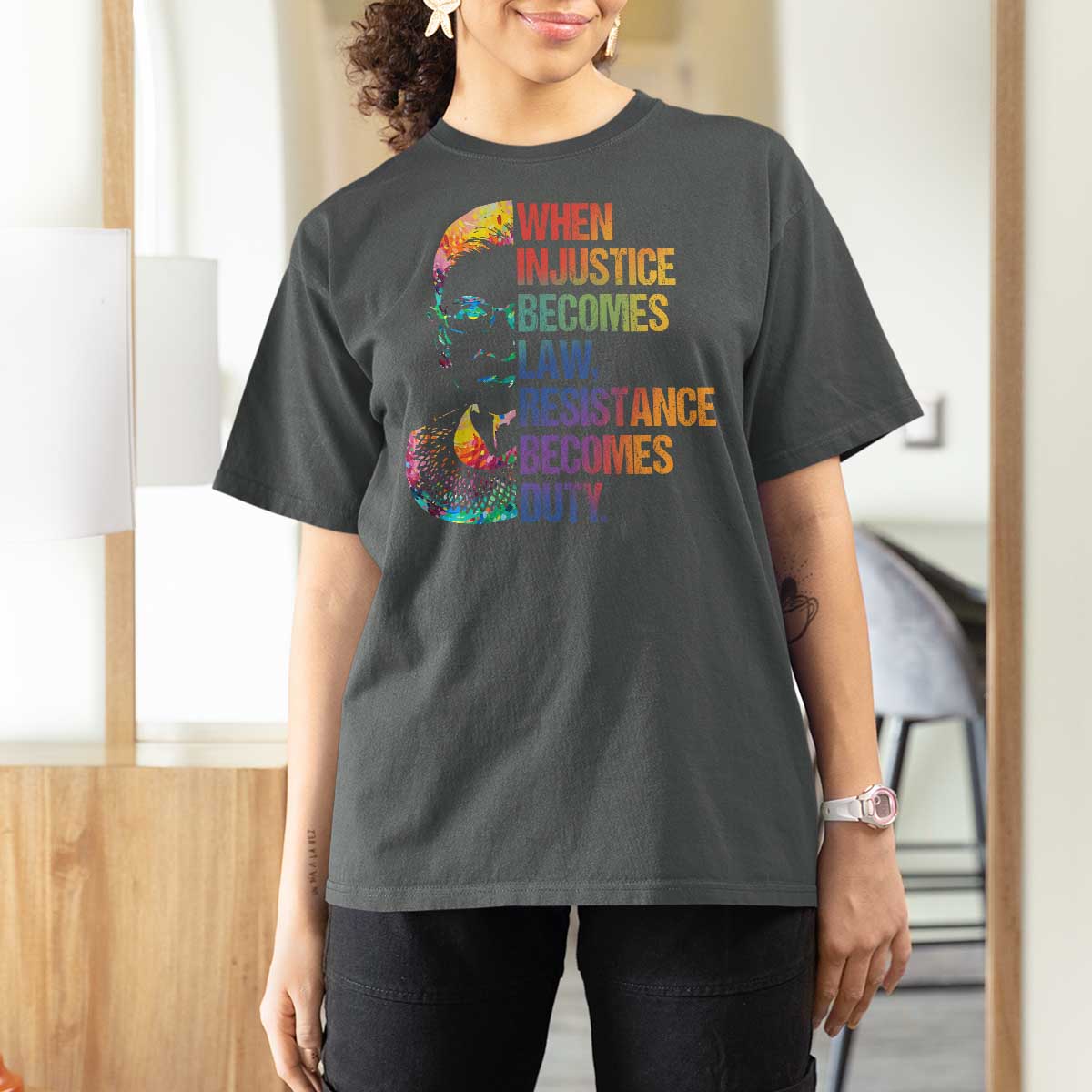Notorious RBG T Shirt For Women When Injustice Becomes Law Resistance Becomes Duty
