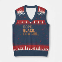 Dope Black Cowgirl V-Neck Knit Sweater Vest Black History Month African American - Wonder Print Shop