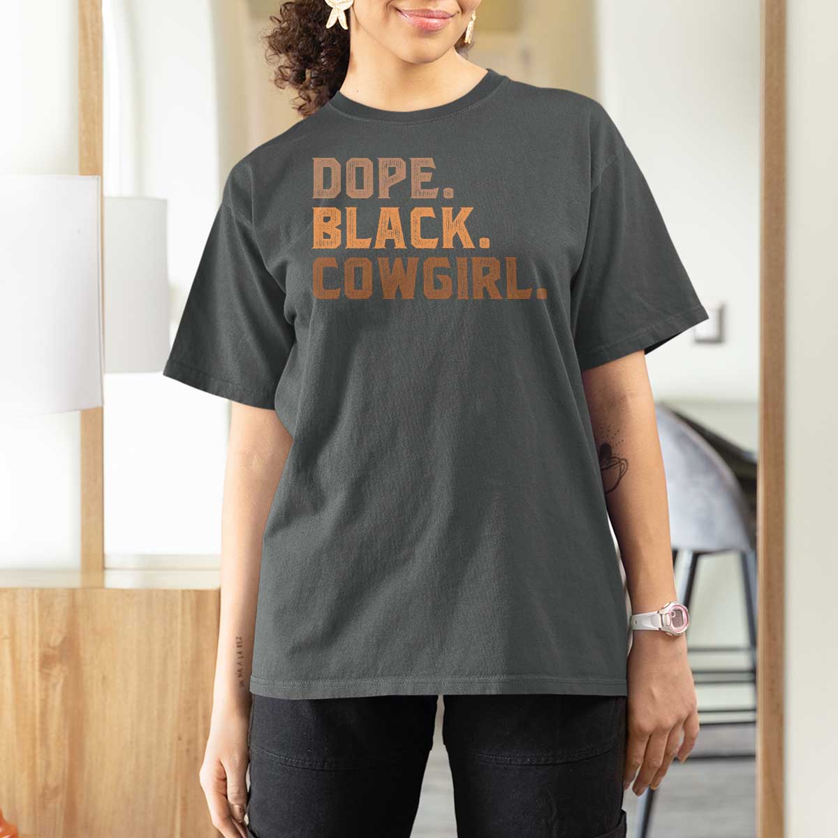 Dope Black Cowgirl T Shirt For Women Black History Month African American - Wonder Print Shop
