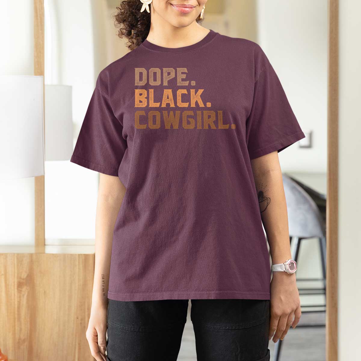 Dope Black Cowgirl T Shirt For Women Black History Month African American - Wonder Print Shop