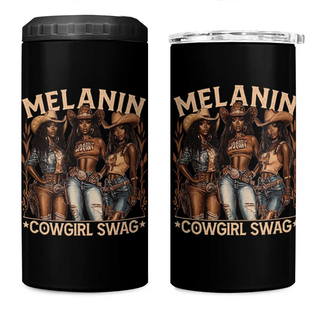 Melanin Cowgirls 4 in 1 Can Cooler Tumbler Black History Month African Melanin Pride