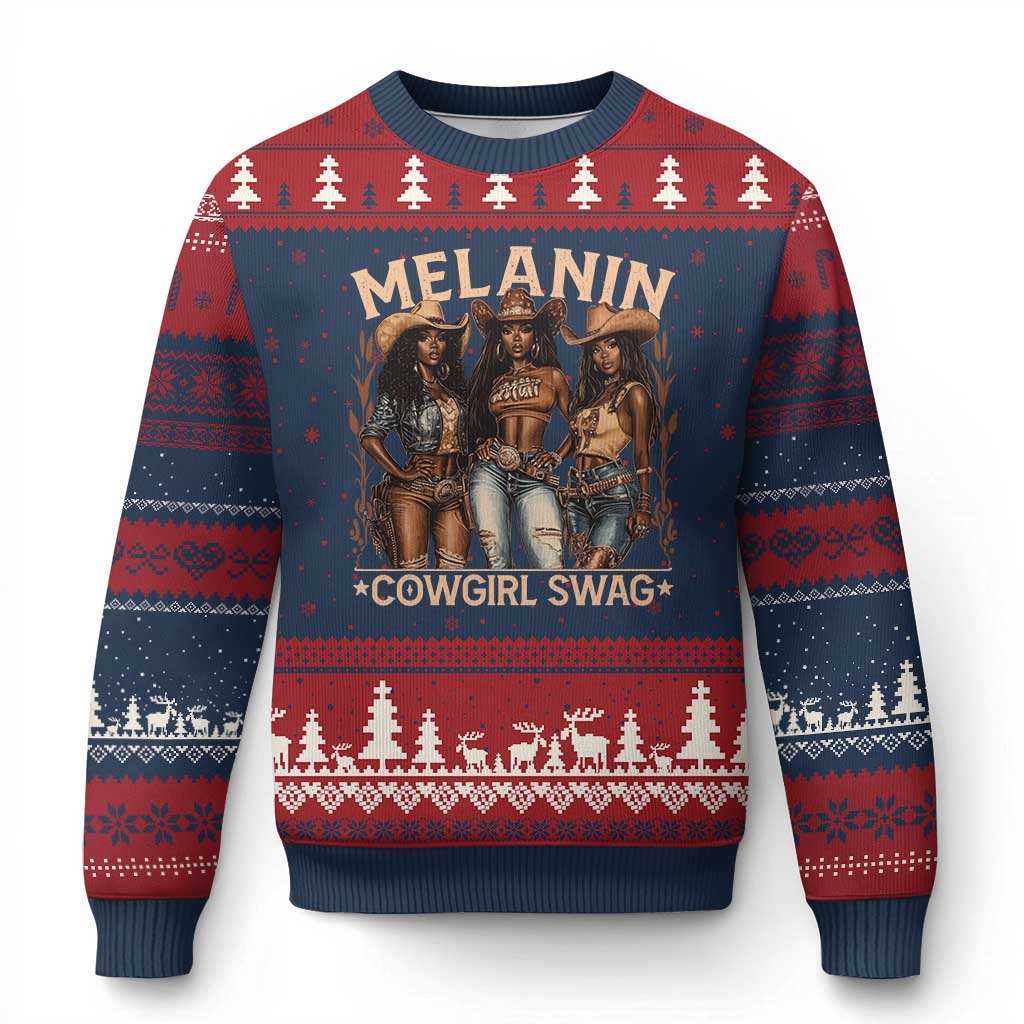 Melanin Cowgirls Ugly Christmas Sweater Black History Month African Melanin Pride