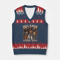 Melanin Cowgirls V-Neck Knit Sweater Vest Black History Month African Melanin Pride