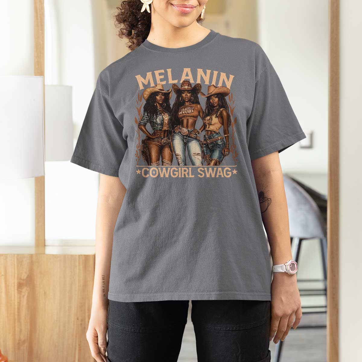 Melanin Cowgirls T Shirt For Women Black History Month African Melanin Pride