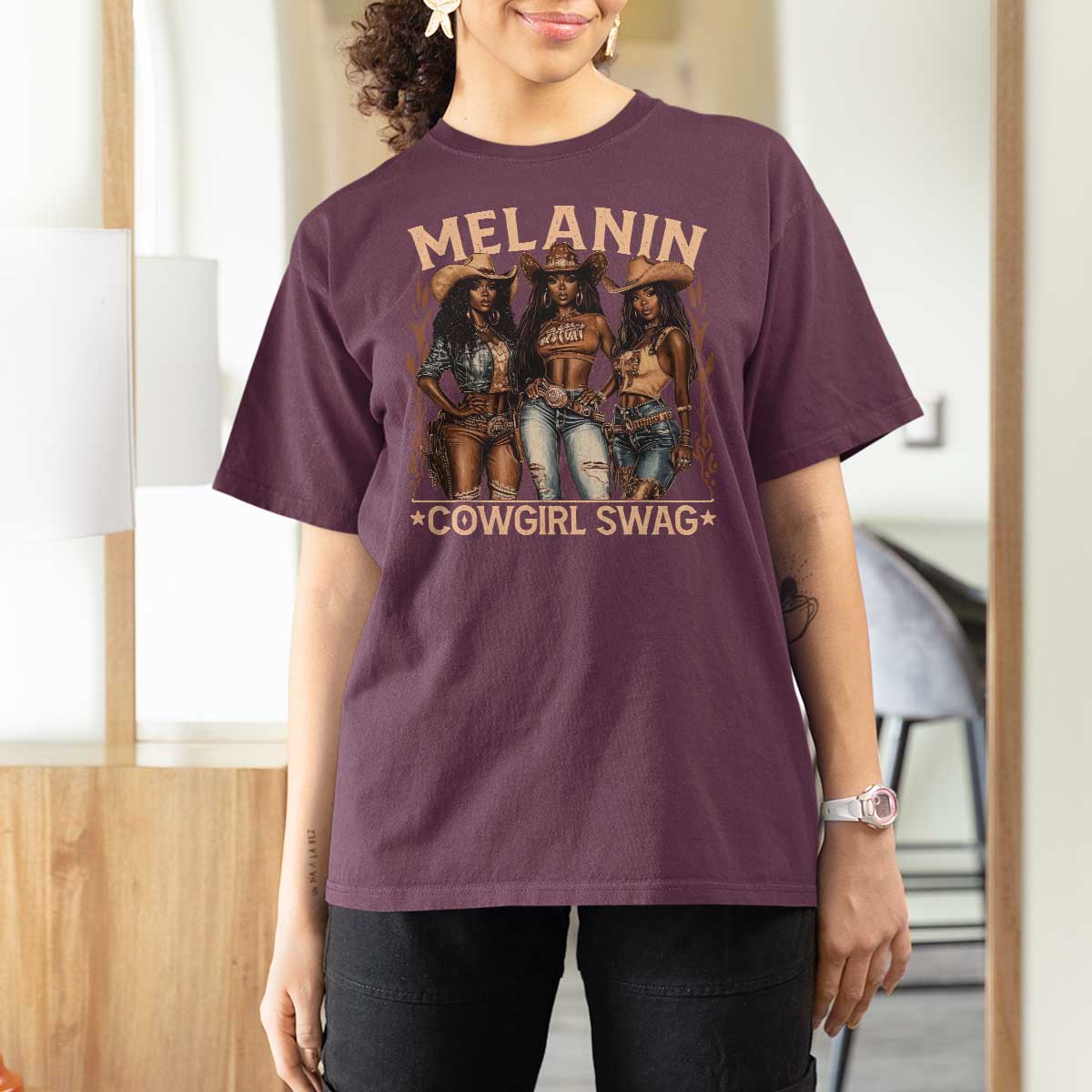 Melanin Cowgirls T Shirt For Women Black History Month African Melanin Pride