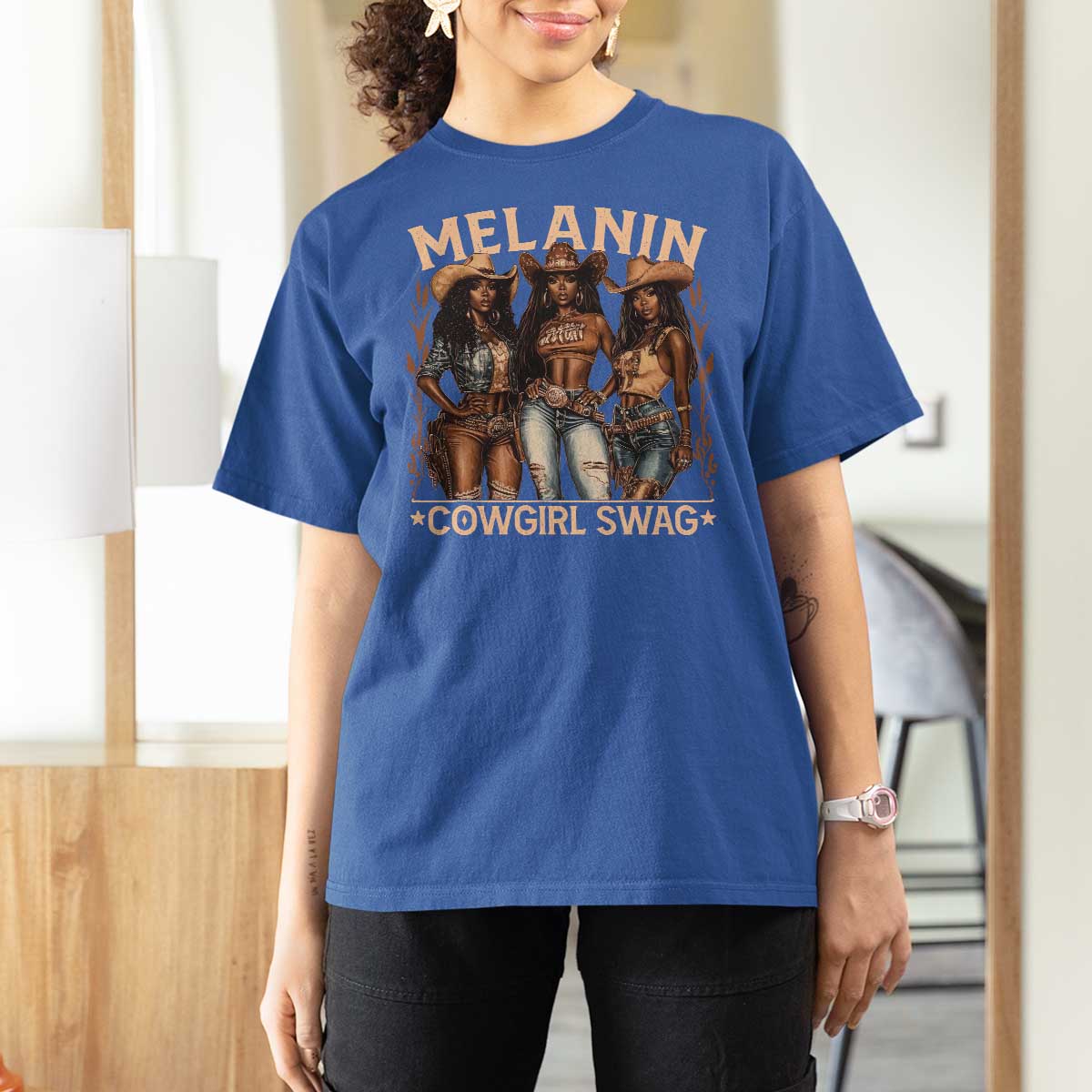 Melanin Cowgirls T Shirt For Women Black History Month African Melanin Pride
