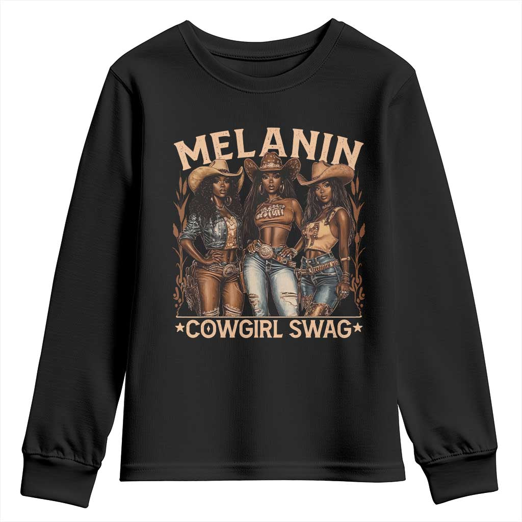 Melanin Cowgirls Youth Sweatshirt Black History Month African Melanin Pride
